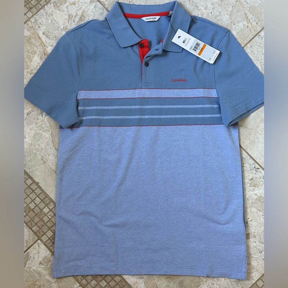 Men’s Calvin Klein striped polo golf shirt